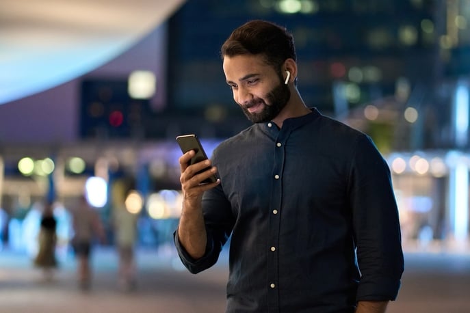 male distributor using mobile device management