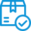 Blue package box icon with checkmark
