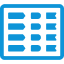 Blue grid table icon with arrows