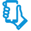 Blue outline thumbs up icon