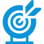 Blue target icon with white arrow in bullseye