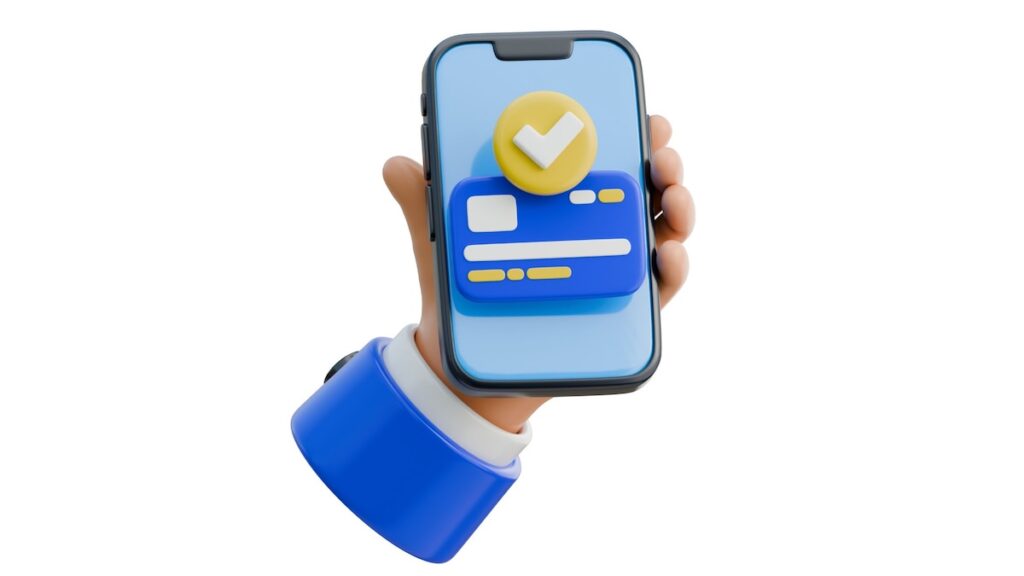 hand holding a wholesale b2b mobile ordering app illustration